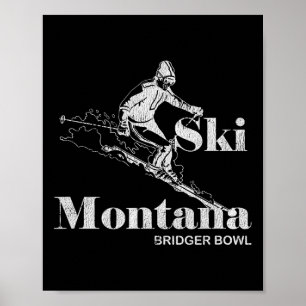 Retro Montana Bridger Bowl Skiing Tee  Poster
