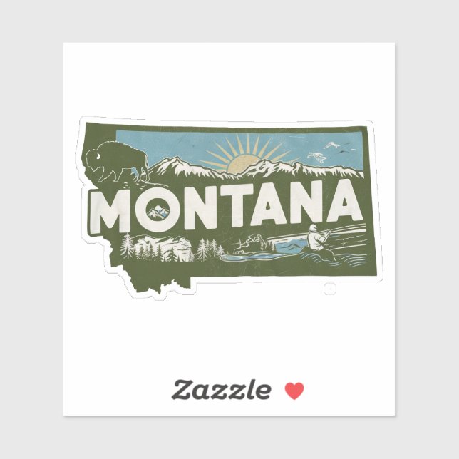 Retro Montana State Car Sticker (Sheet)