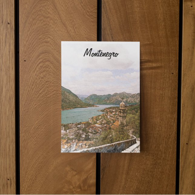 Retro Montenegro Kotor Bay Postcard (beautiful montenegro scenery postcard)