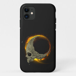  Retro moon Dead Burning Skull in Fire  iPhone 11 Case