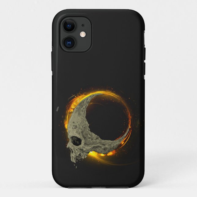  Retro moon Dead Burning Skull in Fire  Case-Mate iPhone Case (Back)