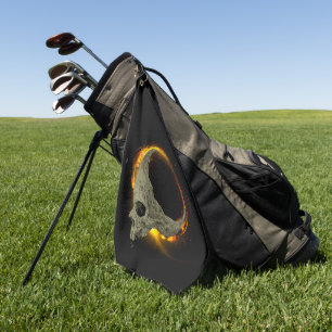  Retro moon Dead Burning Skull in Fire  Golf Towel