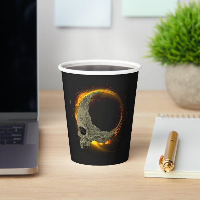  Retro moon Dead Burning Skull in Fire  Paper Cups (Insitu)
