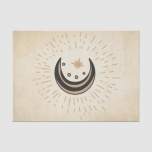Retro moon stars vintage sepia paper