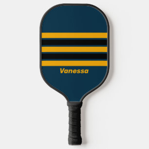 Retro Moonlit Tide  Across Striping with Name Pickleball Paddle