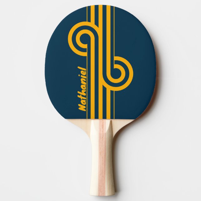 Retro Moonlit Tide Dual Stripe Loop with Name Ping Pong Paddle (Back)