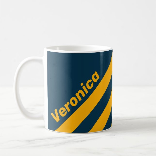 Retro Moonlit Tide Three Stripes with Name Coffee Mug (Left)