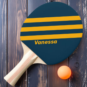 Retro Moonlit Tide Three Stripes with Name Ping Pong Paddle