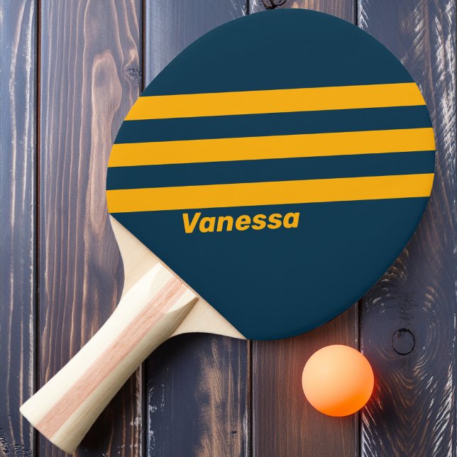 Retro Moonlit Tide Three Stripes with Name Ping Pong Paddle (Creator Uploaded)