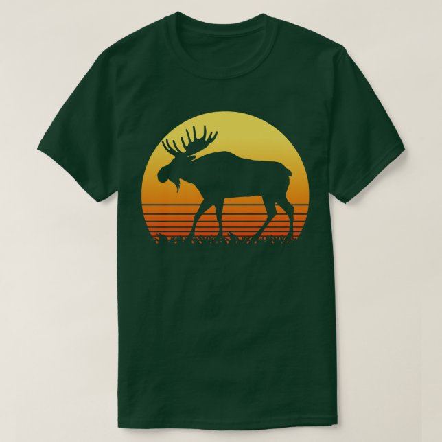 Retro Moose Sun Silhouette T-Shirt (Design Front)