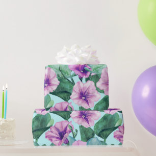 Retro Morning Glory Floral Wrapping Paper