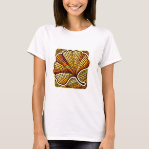 Retro Mosaic Logo of Ginkgo Leaf T-Shirt