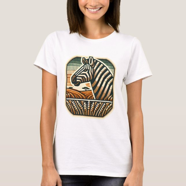 Retro Mosaic Logo of Zebra T-Shirt (Front)