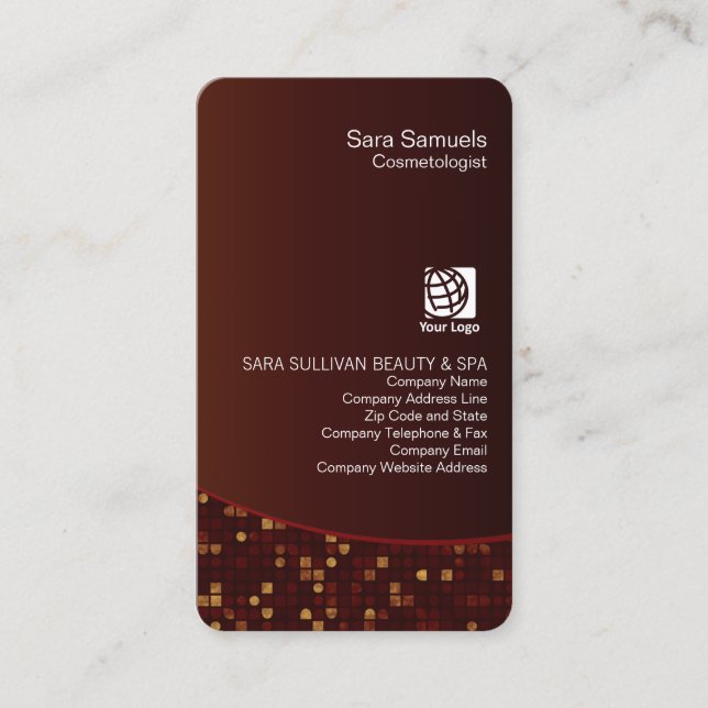 Retro Mosaic Pattern Cosmetologist Business Card (Front)
