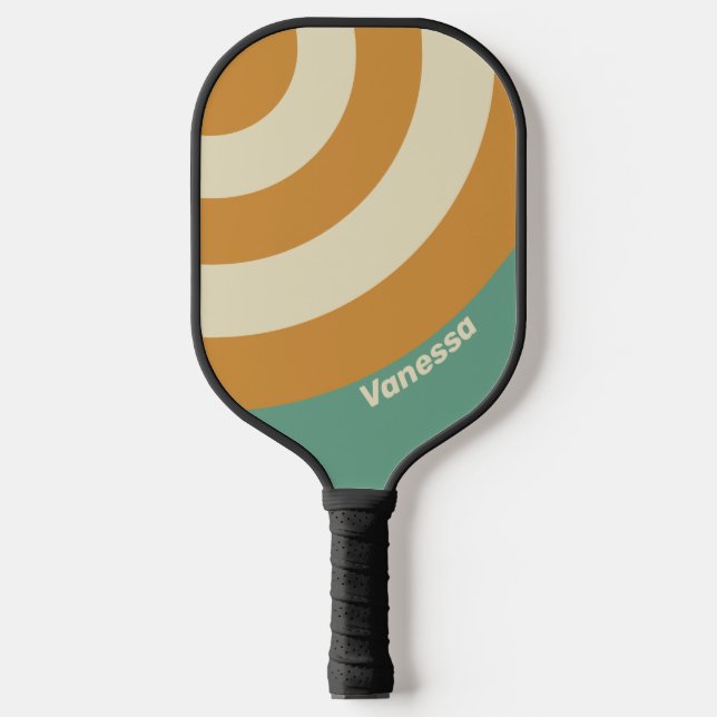 Retro Moss Circle Stripe with Name Pickleball Paddle (Front)