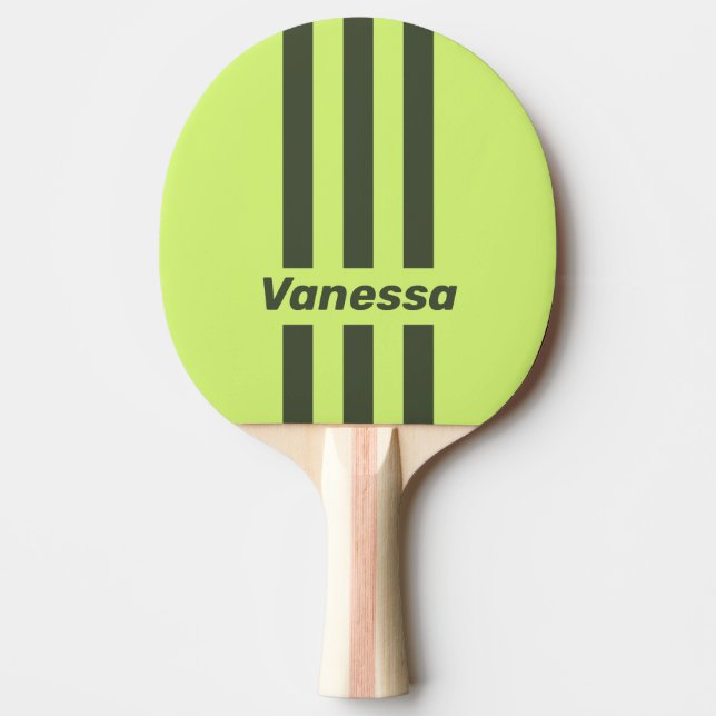Retro Moss Fade Three Pin Stripes with Name Ping Pong Paddle (Front)