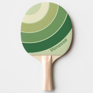 Retro Moss Rainbow Circle Stripe with Name Ping Pong Paddle