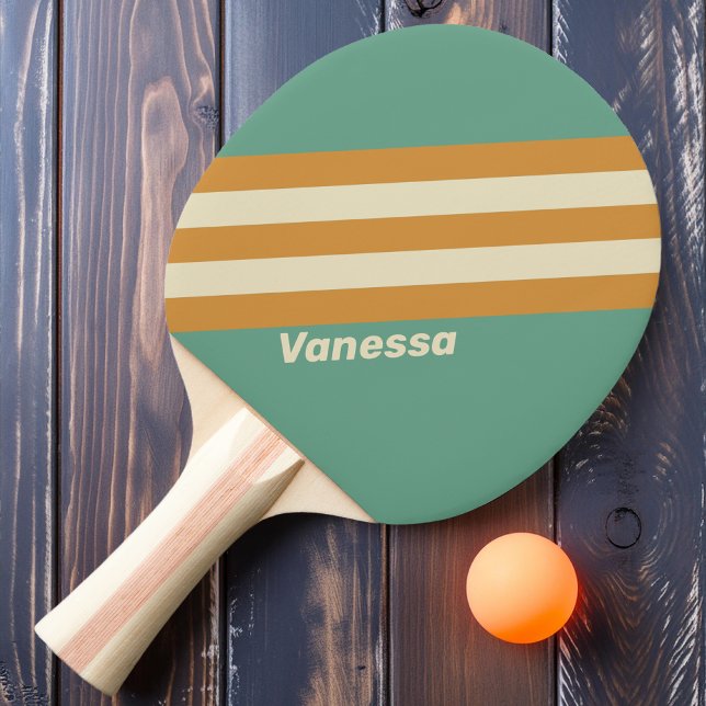 Retro Moss Stripes with Name Ping Pong Paddle (Creator Uploaded)