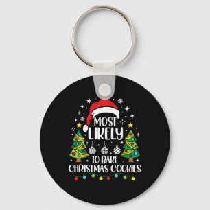 Retro Most Likely To Bake Christmas Cookies Family Key Ring