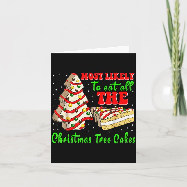 Retro Most Likely To Eat All The Christmas Tree Ca Card (Front)