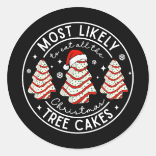 Retro Most Likely To Eat All The Christmas Tree Ca Classic Round Sticker