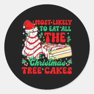 Retro Most Likely To Eat All The Christmas Tree Ca Classic Round Sticker