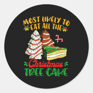 Retro Most Likely To Eat All The Christmas Tree Ca Classic Round Sticker