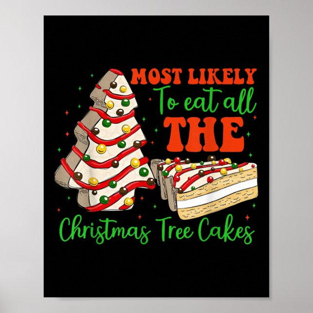 Retro Most Likely To Eat All The Christmas Tree Ca Poster (Front)