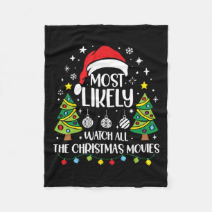 Retro Most Likely To Watch All The Christmas Movie Fleece Blanket