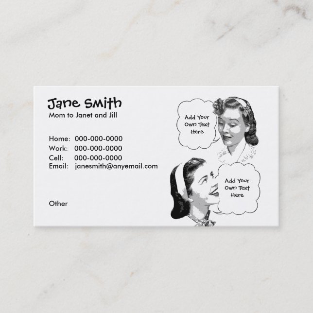 Retro Mother & Daughter Contact Card (Front)