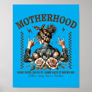 Retro Motherhood Funny Mothers Day Rock Mama Mum Poster