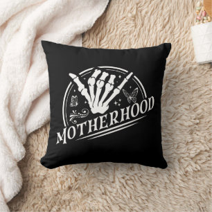 Retro Motherhood Rock Skeleton Sarcastic Mum Gifts Cushion