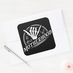 Retro Motherhood Rock Skeleton Sarcastic Mum Gifts Square Sticker
