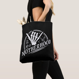 Retro Motherhood Rock Skeleton Sarcastic Mum Gifts Tote Bag