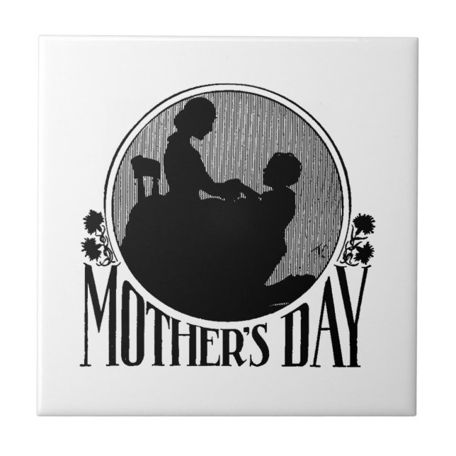 Retro Mother's Day Silhouette Tile (Front)