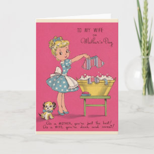 Retro Mother's Day To My Wife Greeting Card