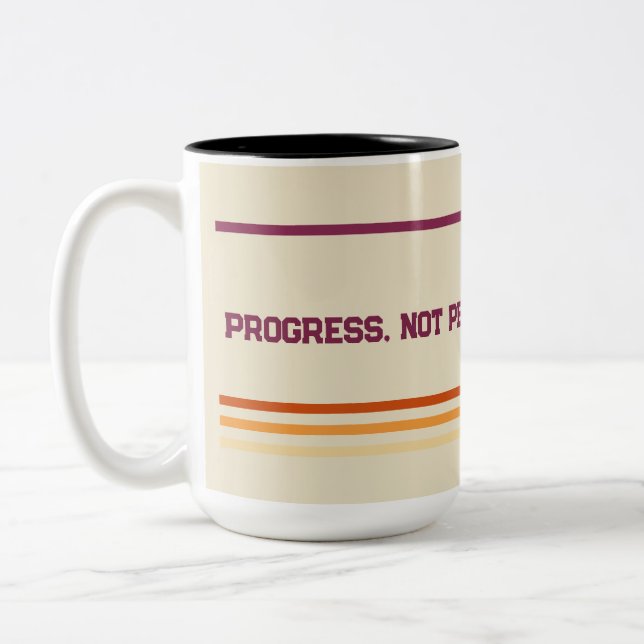 Retro Motivation Coffee Mug – Progress Not Perfect (Left)