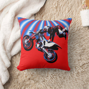 Retro Motocross Rider Design Cushion
