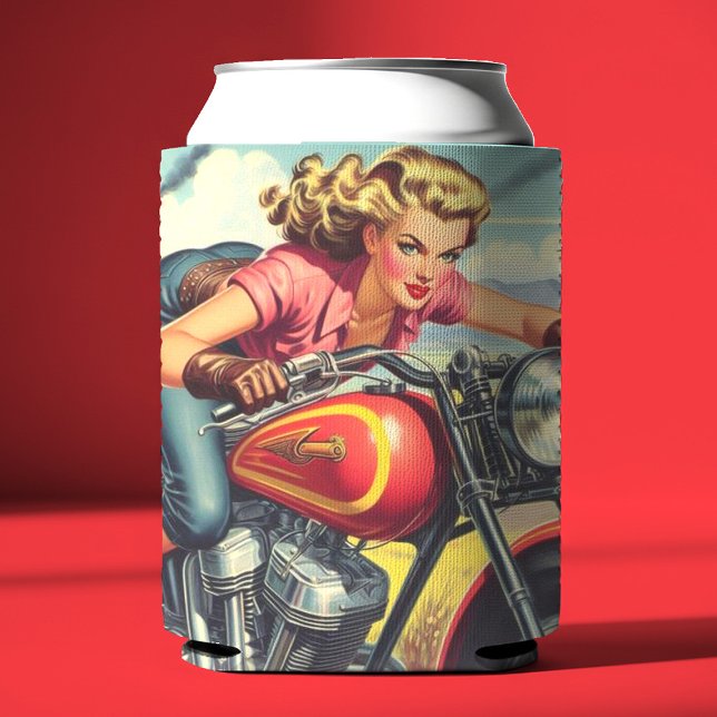 Retro Motorcicle Pin-up Can Cooler (Creator Uploaded)
