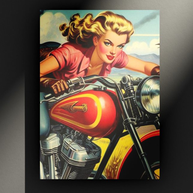 Retro Motorcicle Pin-up Postcard (Creator Uploaded)