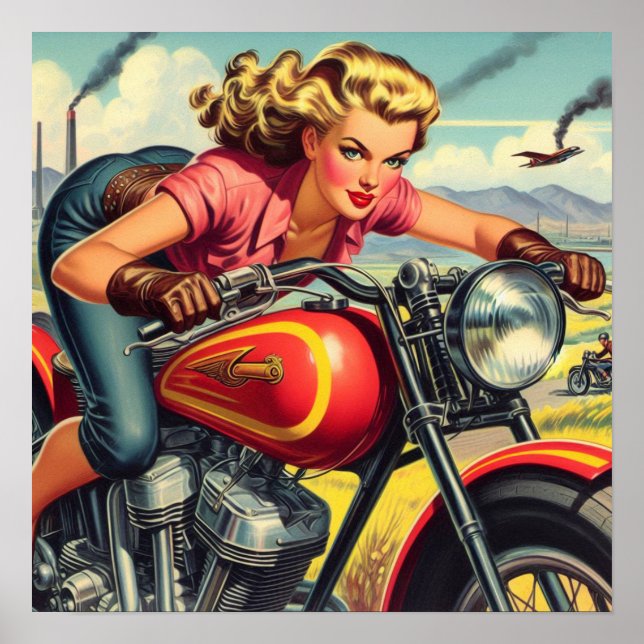 Retro Motorcicle Pin-up Poster (Front)
