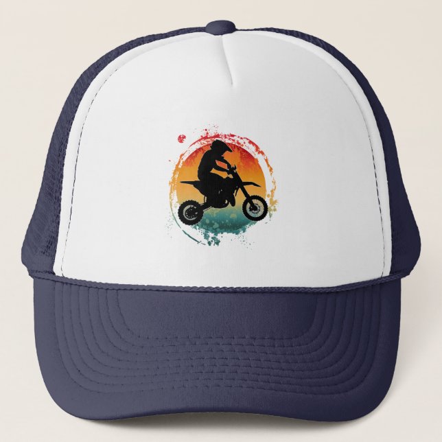 RETRO MOTORCROSS RIDER VINTAGE  TRUCKER HAT (Front)
