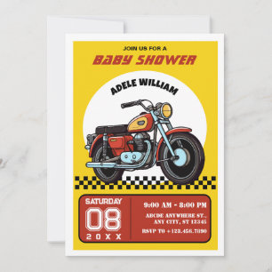 Retro motorcycle baby shower Invitation