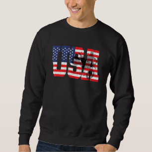 Retro Motorcycle Dirt Bike Silhouette American Fla Sweatshirt