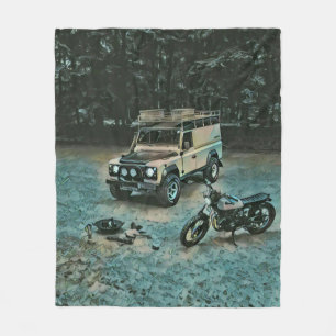 Retro motorcycle gift fleece blanket