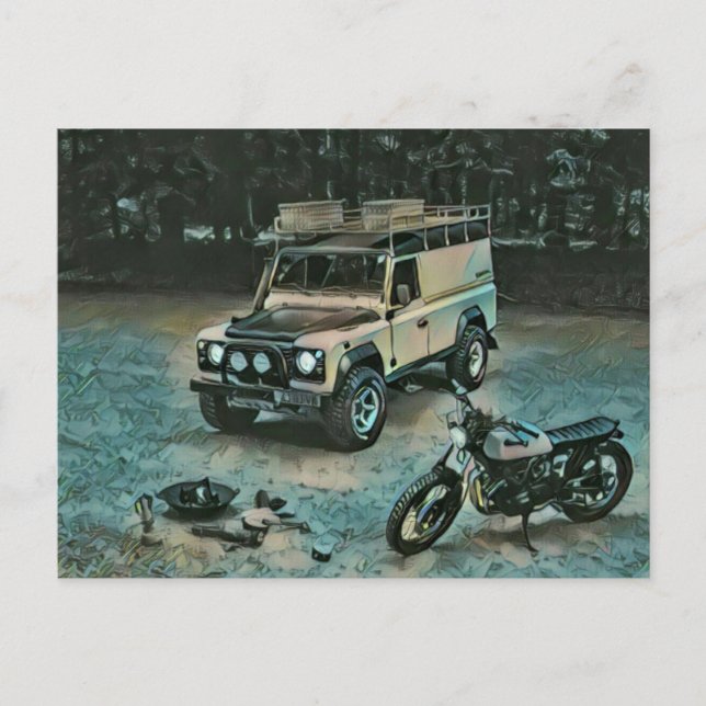 Retro motorcycle gift postcard (Front)