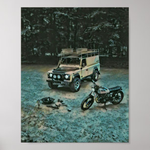 Retro motorcycle gift poster
