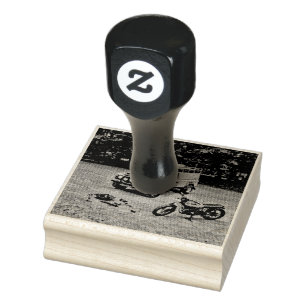 Retro motorcycle gift rubber stamp