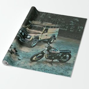 Retro motorcycle gift wrapping paper