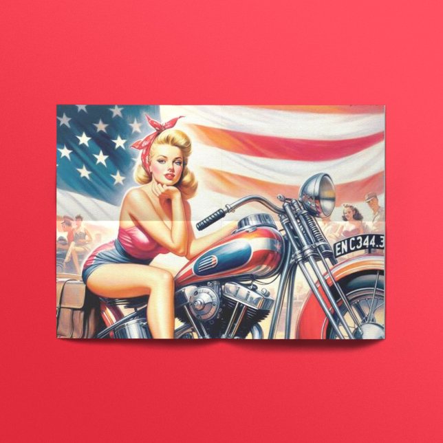 Retro Motorcycle Pin Up Tissue Paper (Creator Uploaded)
